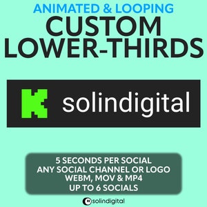 Minimal Bar Custom Social Media Lower Thirds for Twitch, YouTube, Tiktok, Kick, Facebook Streams and Videos, Sleek Rotating Socials Widget