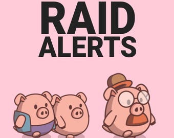 Pigs Raid Alerts, Cute Chibi Host Kawaii Boar Piglet Funny Animal Animated Overlay Assets, Twitch YouTube Facebook Kick Streamer & VTubers