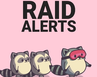 Waschbären Raid Alarme, niedliche Chibi Host Kawaii Trash Cat lustige Tier animierte Overlay Ressourcen, Twitch YouTube Facebook Kick Streamer & VTubers