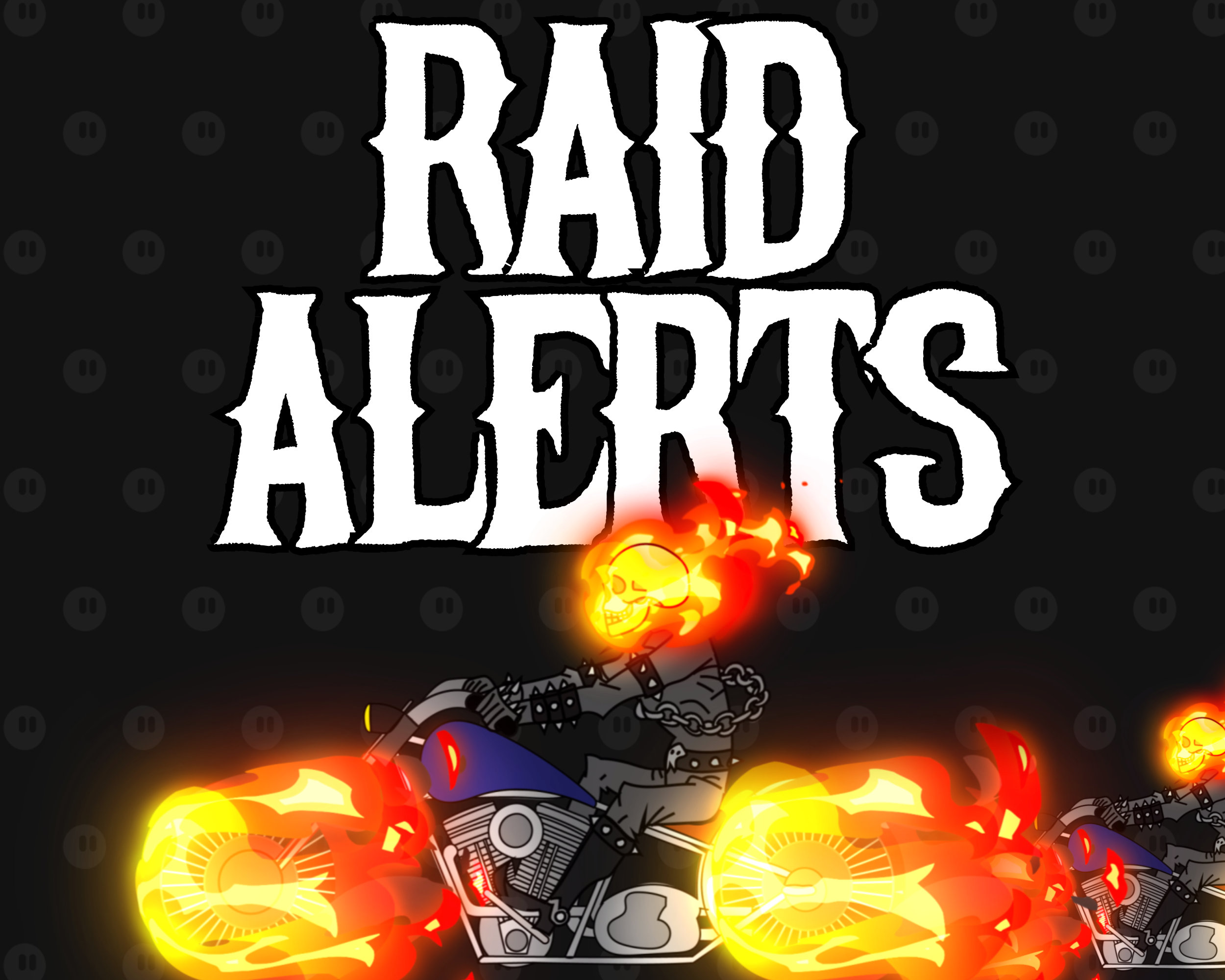 Skeleton Biker Raid Alerts for Twitch, Animated Fire Skull Hell Rider ...