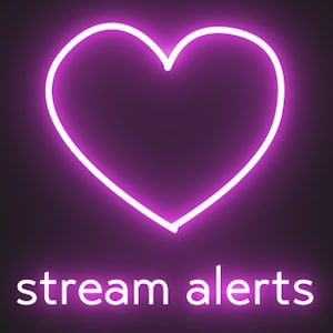 Neon Herz Animierte Warnungen für Twitch Streams, Niedliches Kawaii Love Overlay, Folgen Abonnieren Cheer Raid Spende wie Geschenk, Valentinstag