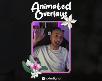 Orchid Camera Overlay | Animated & Static Floral Webcam Border | Elegant Aesthetic Stream Frame | 6 Shapes Roundness | OBS Streamlabs Asset