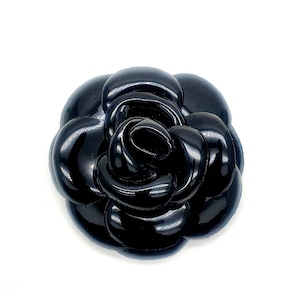 Black Camellia Brooch, flower brooch, leather camellia, luxury brooch, camellia brooch, lacquered shiny leather camellia brooch, handmade