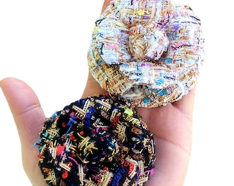 Camellia Tweed Brooch, Fabric Flower, Fabric Camellia, Floral Brooch, Tweed Flower, Vintage Brooch, Luxury Brooch, Multicolored Flower