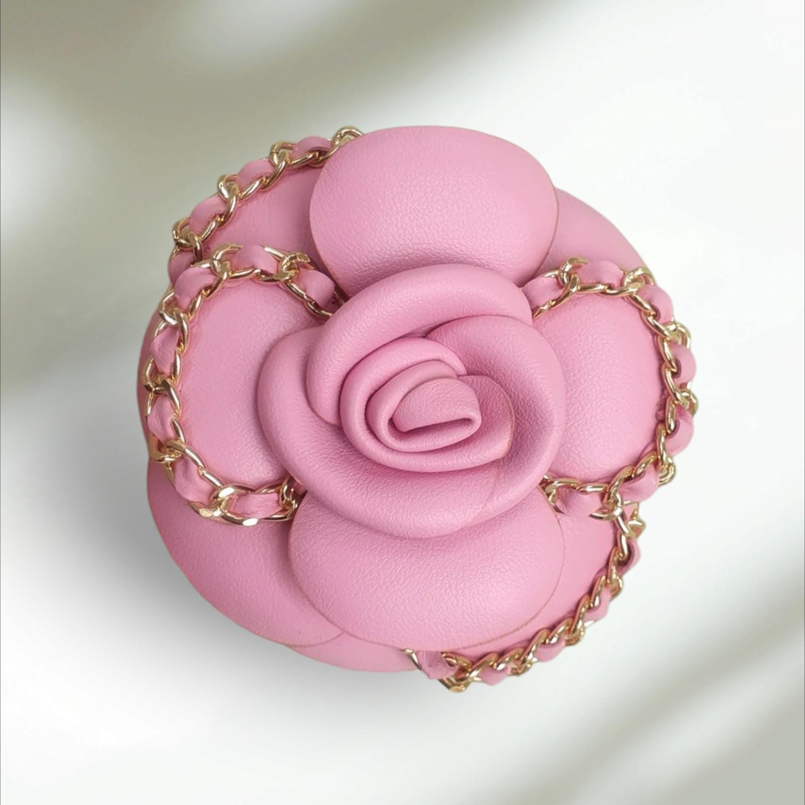 Pink Camellia Brooch, Flower Brooch, Leather Camellia  display picture 3