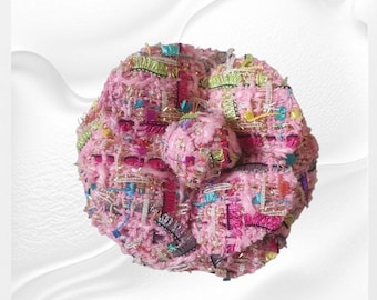 Camellia brooch in tweed, fabric flower, fabric camellia, floral brooch, tweed flower, vintage brooch, luxury brooch, multicolored flower