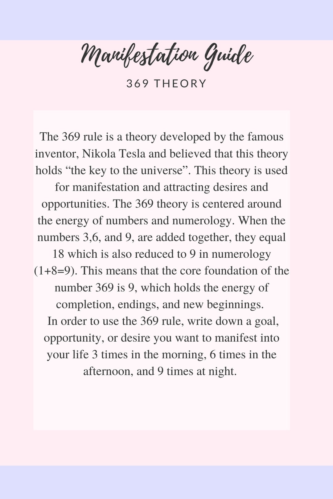 Printable 369 Manifestation Guide With Journal Entry Template - Etsy