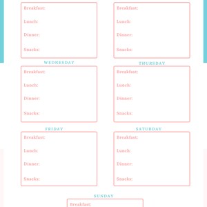 Printable Weekly Workout Tracker and Meal Tracker - Etsy