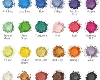 24 colors super cool mica powder for nail art, soap, candles, lip gloss or bath bombs