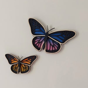 Butterflies made of wood - birch wood set 2 butterflies - home decor - door hangers