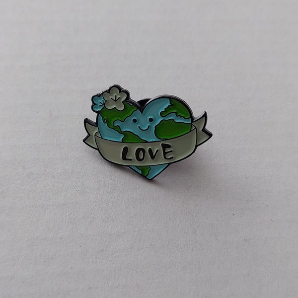 Enamel pin love the world