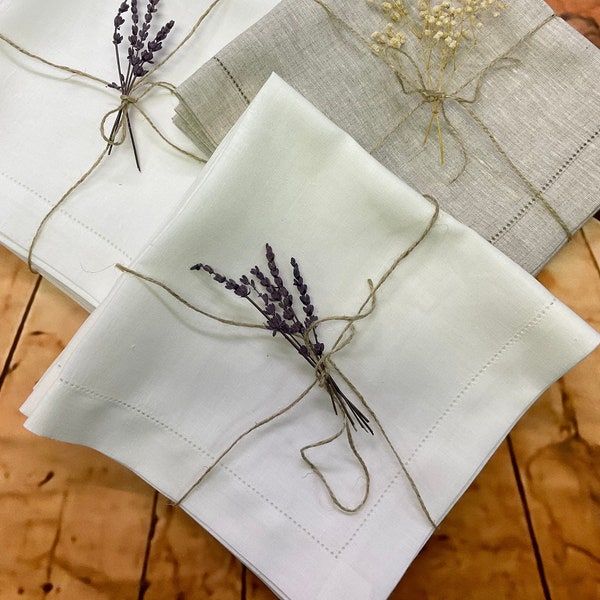 Bulk Linen Napkins - Wholesale Hemstitch,Luxury - Perfect for Weddings, Parties, and Special Occasions - High-Quality Fabric, Elegant Design