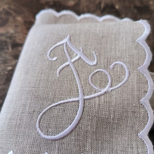 For Your Happy Tears Hankie, Scallop Handkerchief, Bridal Hankie, 11x11'' Size With Embroidery, Personal Logo Embroidered Linen Handkies image 6