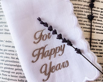 For your happy tears hankie Scallop handkerchief Bridal hankie 11x11'' size with embroidery