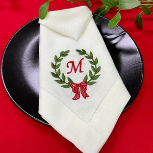 Mistelzweig Monogramm Serviette, Weihnachtsleinen Servietten, Benutzerdefinierte Monogramm Serviette, 20 &quot;x 20&quot; Abendessen Servietten, Servietten Geschenk, Dekorative Servietten