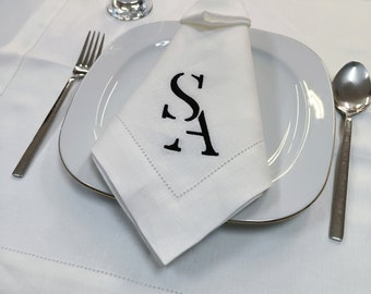 Bestickte Luxus Leinen Serviette mit individuellem Logo, personalisierte Leinen Hohlsaum Serviette, bestickte Leinen Serviette, Hochzeitsserviette