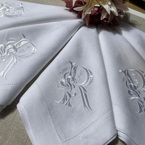 Hemstitched Linen Christmas Napkin, Monogrammed Linen Napkins,Linen Wedding Napkins,Embroidered Napkin, Napkins Gift Set, Decorative Napkins