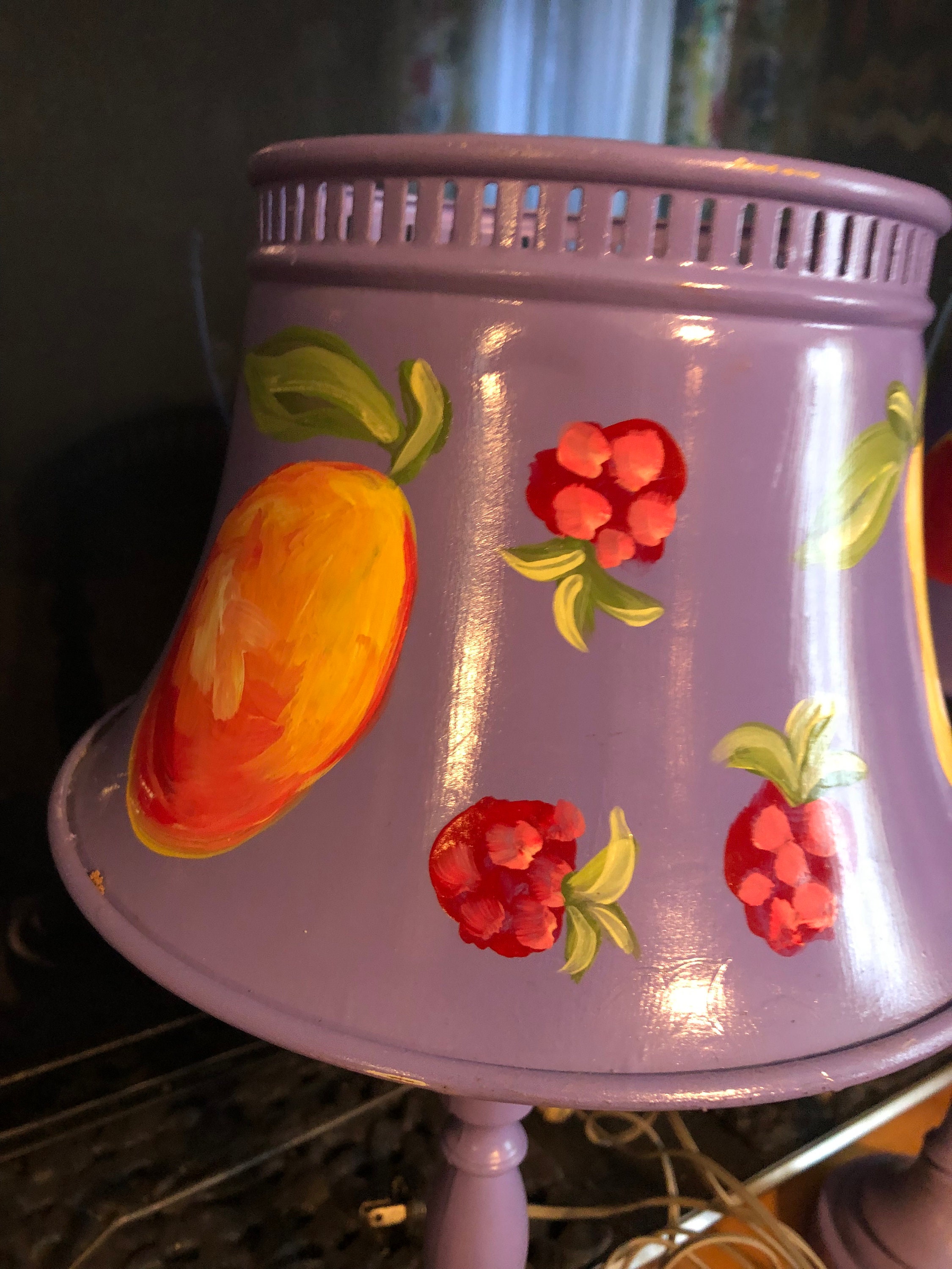 Retro Kitchen Lamp Tin With Hand Painted Fruit on Shade - Etsy