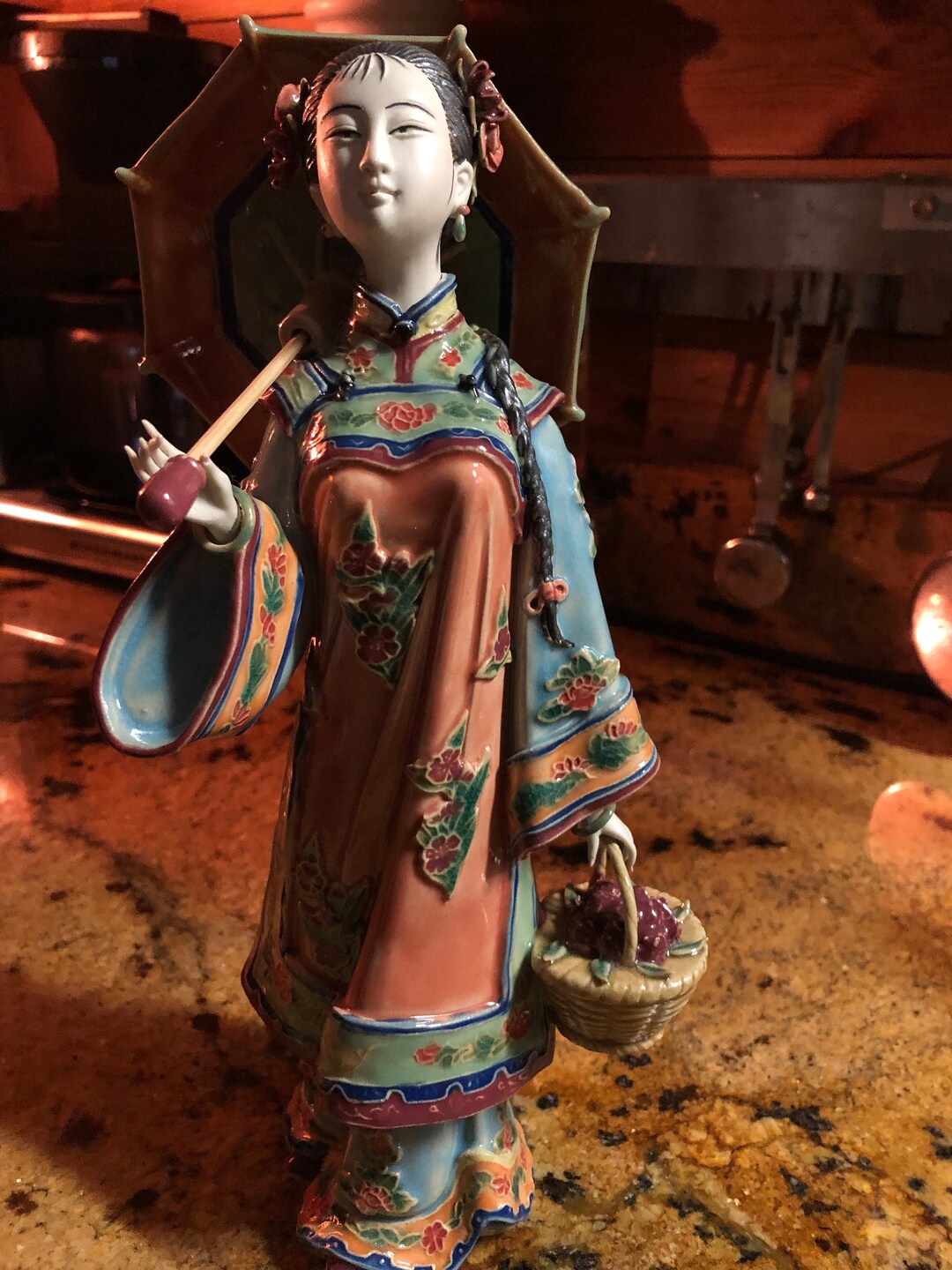 Porcelain Asian Lady Figurine Etsy