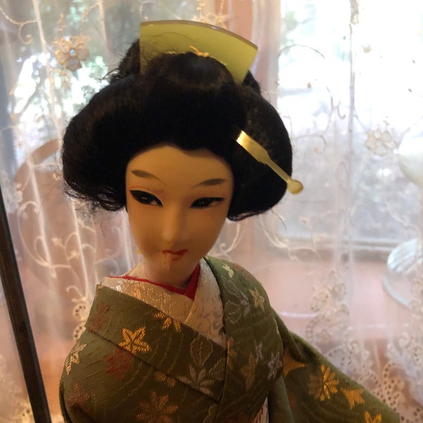 Japanese Dolls in Glass Case Etsy