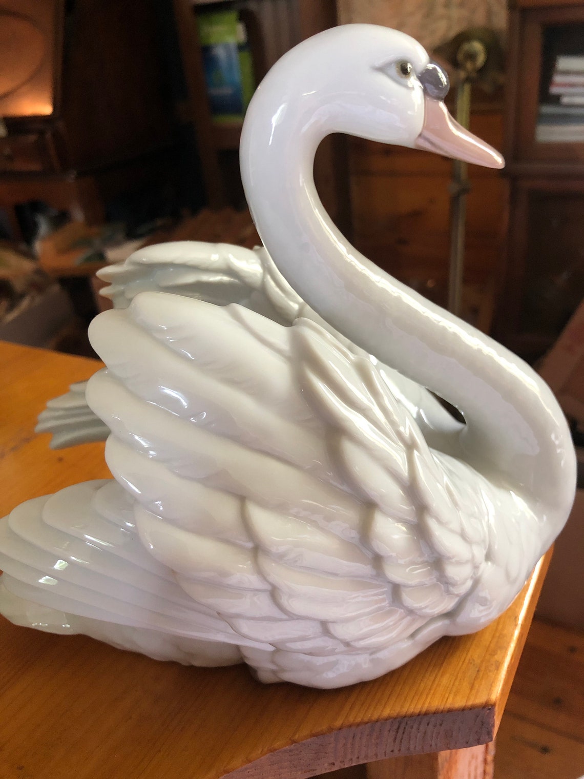 Lladro Swan With Wings Spread Porcelain 8 Tall 10 Long Mint Etsy