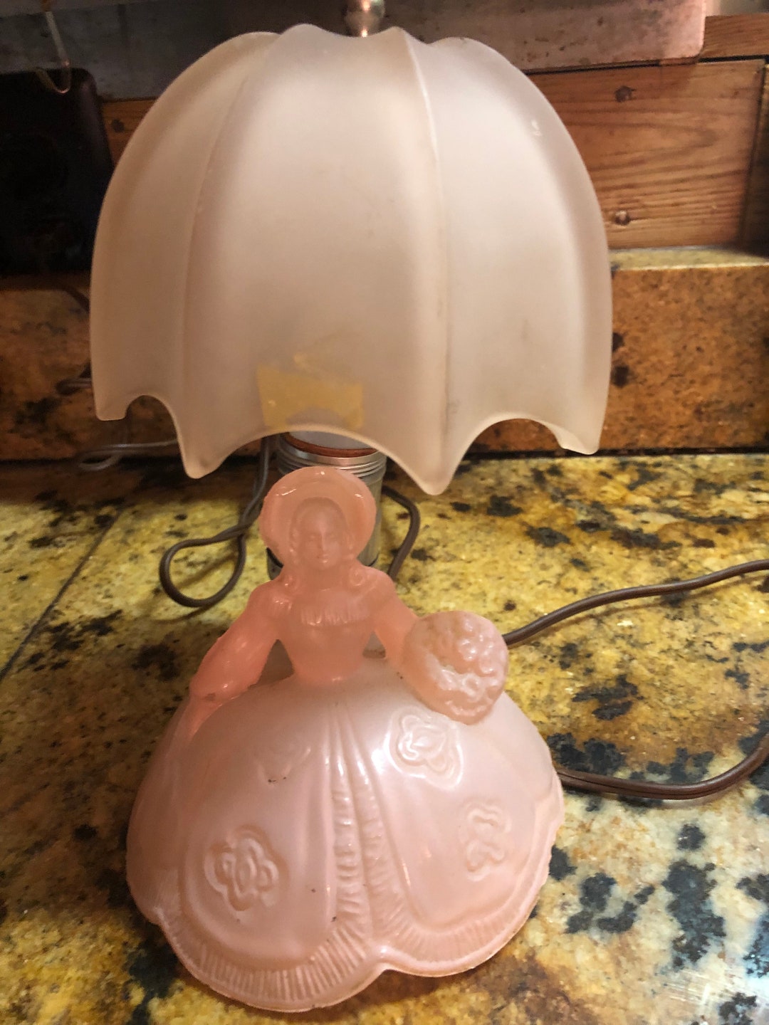 Art Deco Frosted Glass Dresser Lamp Etsy