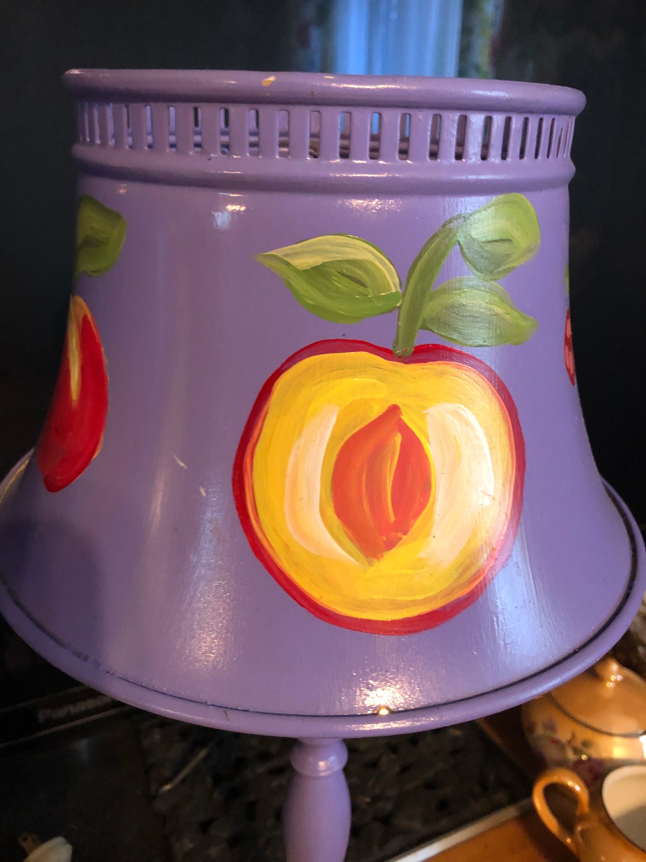 Retro Kitchen Lamp Tin With Hand Painted Fruit on Shade - Etsy