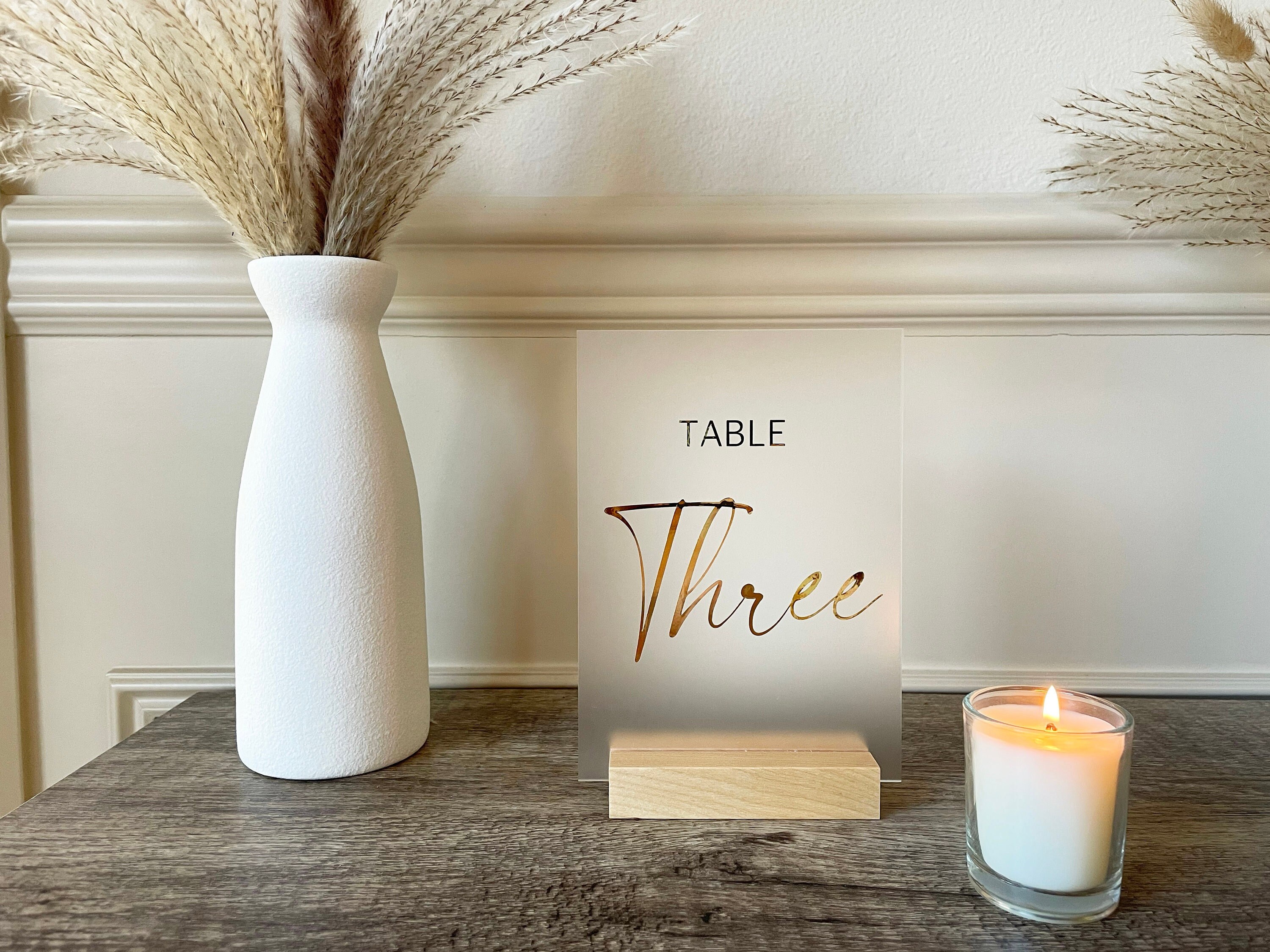 Frosted Acrylic Table Numbers With Stand Gold Table Numbers - Etsy