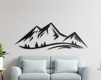 Mountain Dxf, Mountain Silhouette dxf, Mountain and Trees Dxf, Svg, Eps, Png file, Laser Cut, Plasma Cut, Router, Cricut, Vector File, Metal