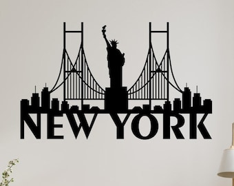 New York dxf, New York Skyline svg, Skyline New York illustrated in vector, Eps, Png files, Laser Cut, Plasma Cut, Router, Cricut, Metal