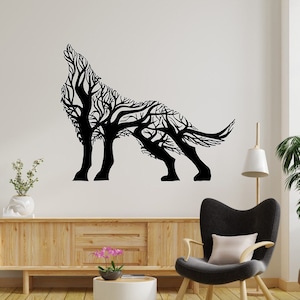 Wolf Dxf, Wolf and Tree svg, Howling Wolf dxf, Wolf Art, Svg, Eps, Png files, Laser Cut, Plasma Cut, Router, Cricut, Vector Files, Metal
