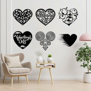 Valentine&#39;s Day Hearts, 6 Heart svg bundle, Heart svg dxf, Svg, Eps, Png files, Laser Cut, Plasma Cut, Router, Cricut, Vector Files, Metal,