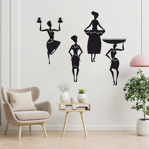 Afrikanska kvinnor dxf, afroflickor svg, afrikansk kvinna silhuett dxf, svg, eps, png-filer, laserskärning, plasmaskärning, router, Cricut, vektorfiler
