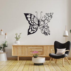 Fichier Dxf papillon, papillon avec fleurs Svg, Svg papillon, Animal dxf, Dxf, Svg, Eps, découpé au Laser, coupe Plasma, routeur, Cricut, fichier vectoriel