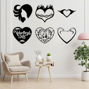 6 Heart svg bundle, Valentine&#39;s Day Hearts, Heart svg dxf, Svg, Eps, Png files, Laser Cut, Plasma Cut, Router, Cricut, Vector Files, Metal,