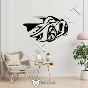Sport car dxf file, Car dxf, Sports car silhouette Svg, Car svg, Eps, Png files, Laser Cut, Plasma Cut, Router, Cricut, Vector Files, Metal
