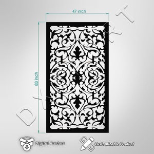 Geometrisches Blumenmuster Sichtschutz Dxf, Dekoratives Panel Dxf, Metallpanel-Einsätze, SVG, Png-Datei, Laser Cut, Plasma Cut, Fräser, Vektor