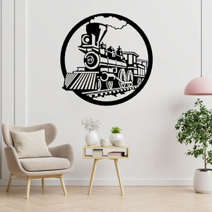 Tren, Decoración del tren de vapor, Láser de tren, Tren retro, Dxf, Svg, Eps, Archivos Png, Corte láser, Corte de plasma, Enrutador, Cricut, Archivos vectoriales, Metal