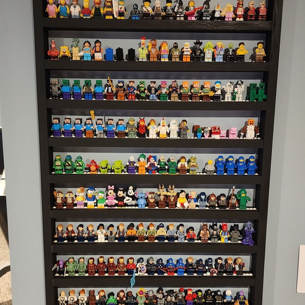 Wall Display Shelf for LEGO Minifigures – Black White Grey or Custom Colors 40in X 21In Shelf