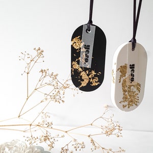 Metallic Aroma Stone Tags Set of 3 | Hanging Essential Oil Diffusers – Elegant Wardrobe Fragrance Gift for Her