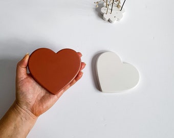 Set of 2 HEARTS stone coasters| Super smooth Waterproof Jesmonite Coaster Set| Candle coaster| Eco-friendly Home decor|Mothers Day Gift idea