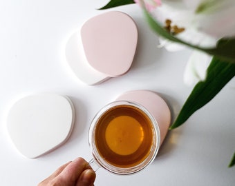 Pebble-Shaped Drink Coasters | Handmade Minimalist Stone Drink Coasters | Matte or Gloss