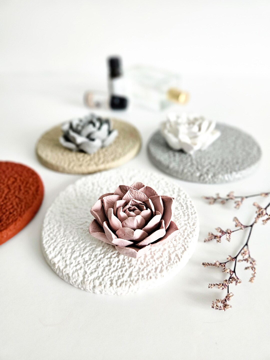 Lotus Stone Essential Oil Diffuser & Texture Coaster Set| Unique ...