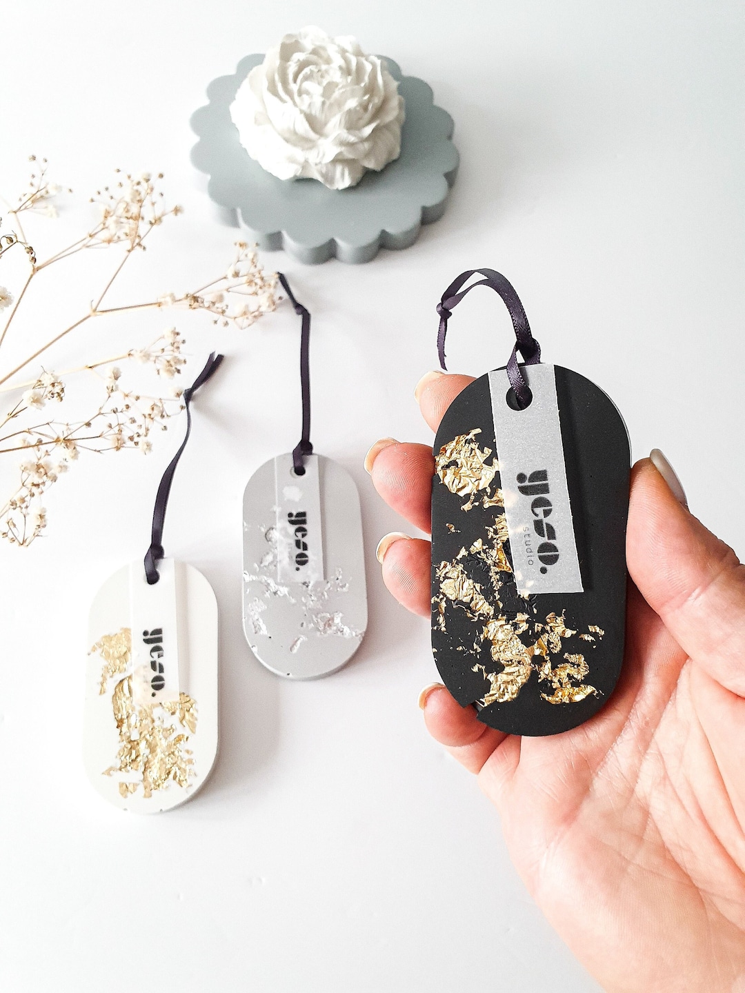 Jesmonite Aroma Tags Set Essential Oil Passive Diffuser Air Freshner ...