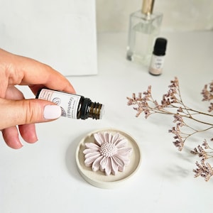 Petite Daisy Essential Oil Diffuser with Round Dish – Floral Stone Home Fragrance Gift