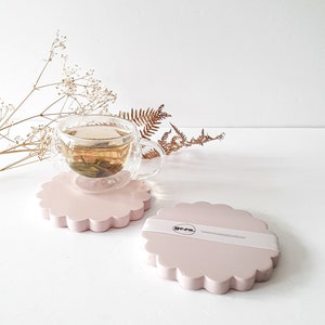 Set of 2 Scallop Coasters Biscuit-Shaped Concrete Candle Coasters Stylish Modern Home Decor Trinket Tray Stone Unique Drink Coasters UK image 3