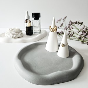 Klassisches Ringkegel Set | Handgefertigter Ringständer| Schmuck Organizer | Stein Minimalistisch Ringhalter|Ring Display Cone|Verlobungsring Aufbewahrung