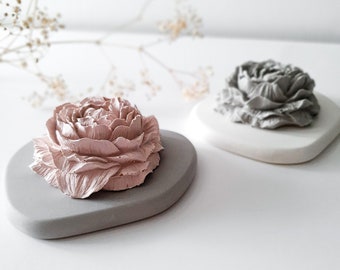 Peony-shape Stone Oil Diffuser with Pebble Coaster| Aroma Peony Flower Gift Set| Lovely Birthday Gift| Unique Mother's Day Gift