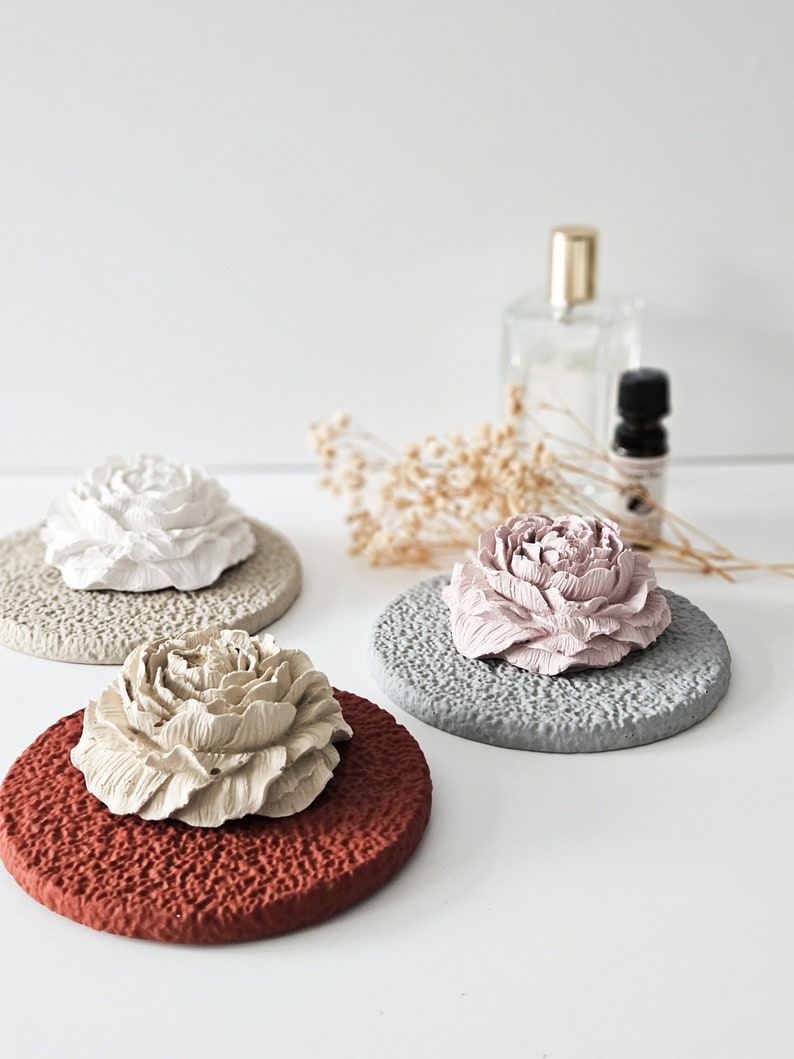 Peony Essential Oil Diffuser & Coaster Set Eco-Friendly Personalised Thank-You Gift for Mum, Teachers, Friends Unique Home Fragrance Decor image 1