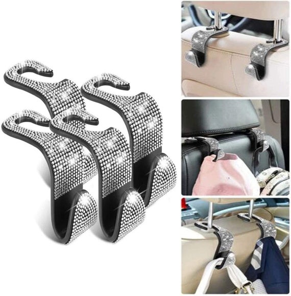 4 Pack Vehicle Back Seat Headrest Hook Hanger For Purse Grocery Bag Handbag